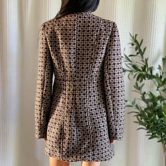 NWT Cotton On Selma Double Breasted Coat Textured Check Jacket Burgundy Size M - Picture 4 of 8